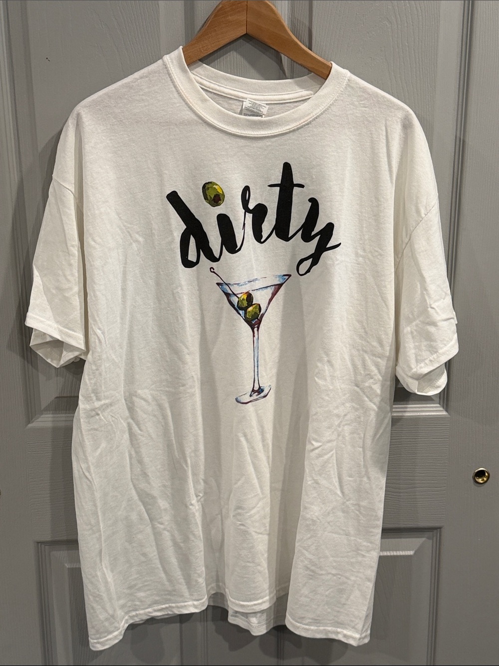 White 'Dirty' Graphic Martini Tee